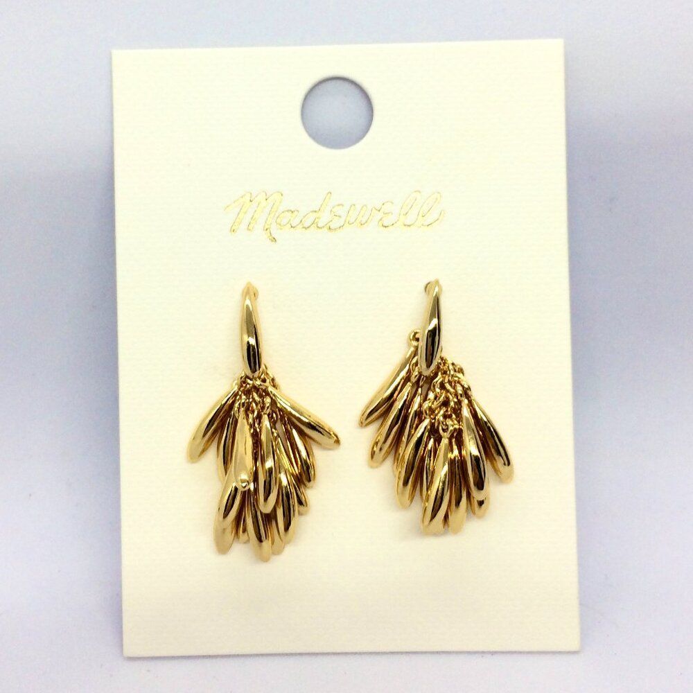 MADEWELL Earrings NWT Teardrop Cluster Gold Tone Fringe Cha Cha